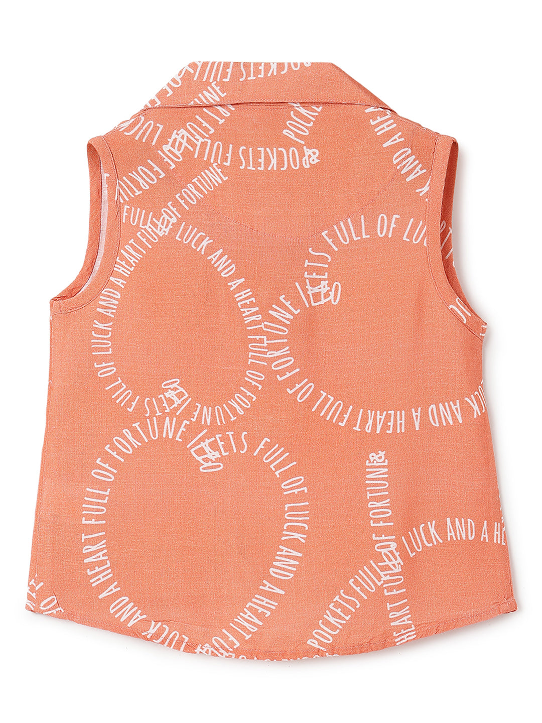 Girls Orange Printed Top & Shorts Co-Ord Set