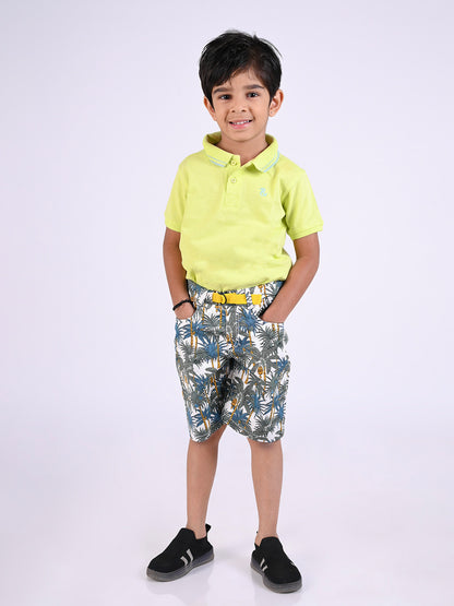 Boys Green Polo Cotton T-Shirt