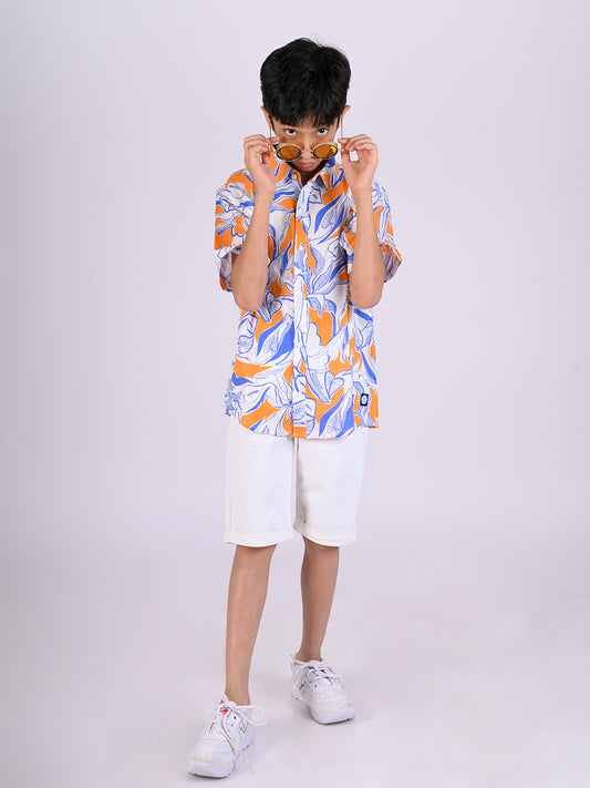 Boys White Solid Shorts
