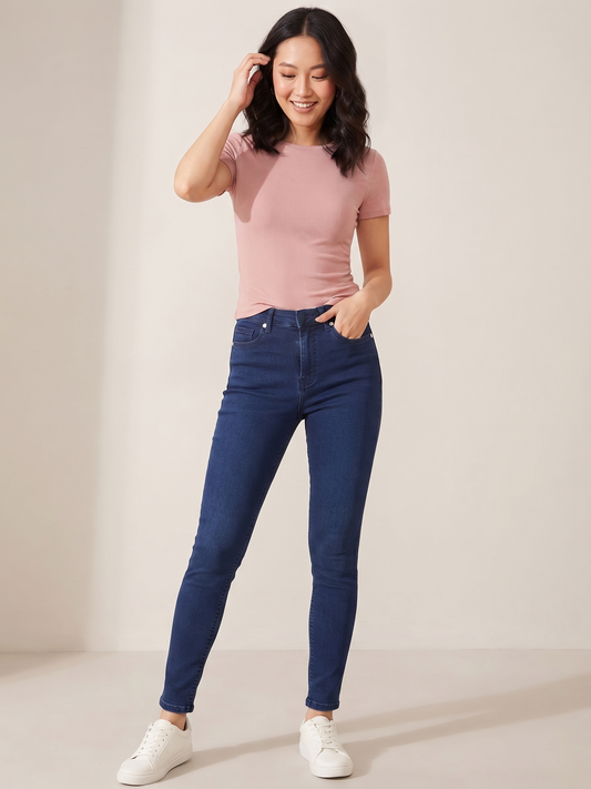Women's Dark Blue Stretchable Skinny Fit Denim Jeans
