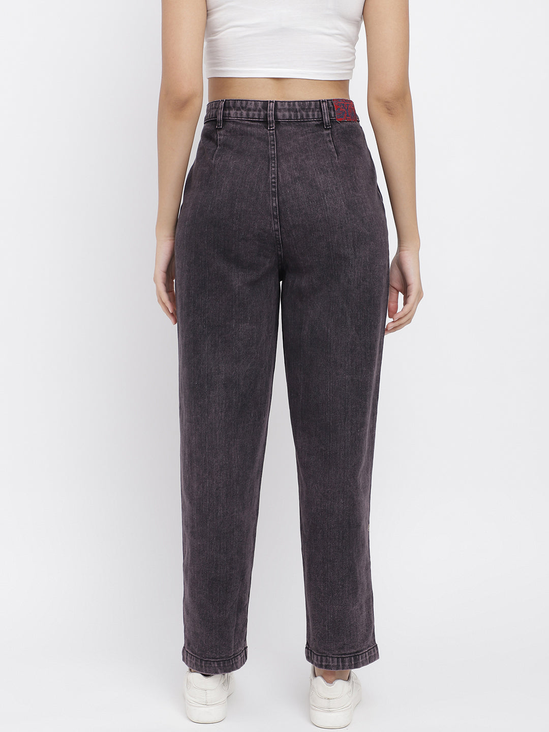 Women Grey Wide Leg Denim Solid Jeans