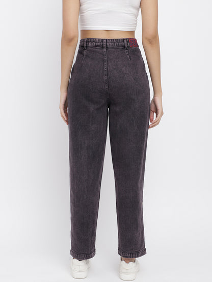 Women Grey Wide Leg Denim Solid Jeans