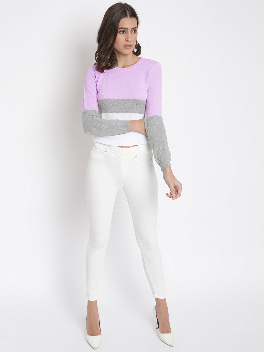 Womens Lycra White Solid Skinny Fit Jeggings