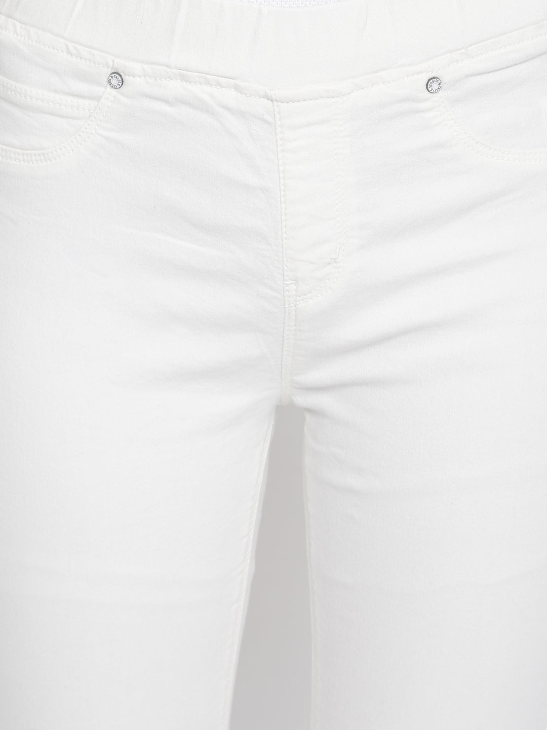 Womens Lycra White Solid Skinny Fit Jeggings