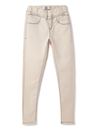Womens Off White Lycra Washed Skinny Fit Jegging