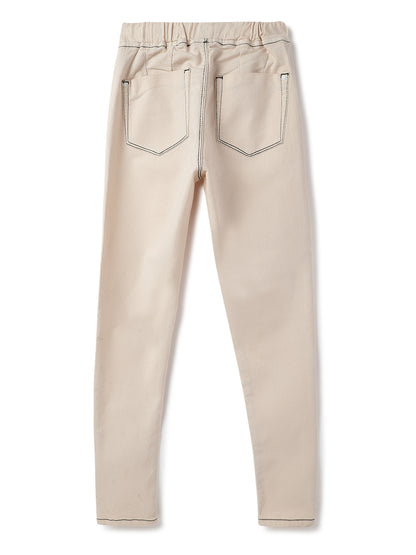 Womens Off White Lycra Washed Skinny Fit Jegging
