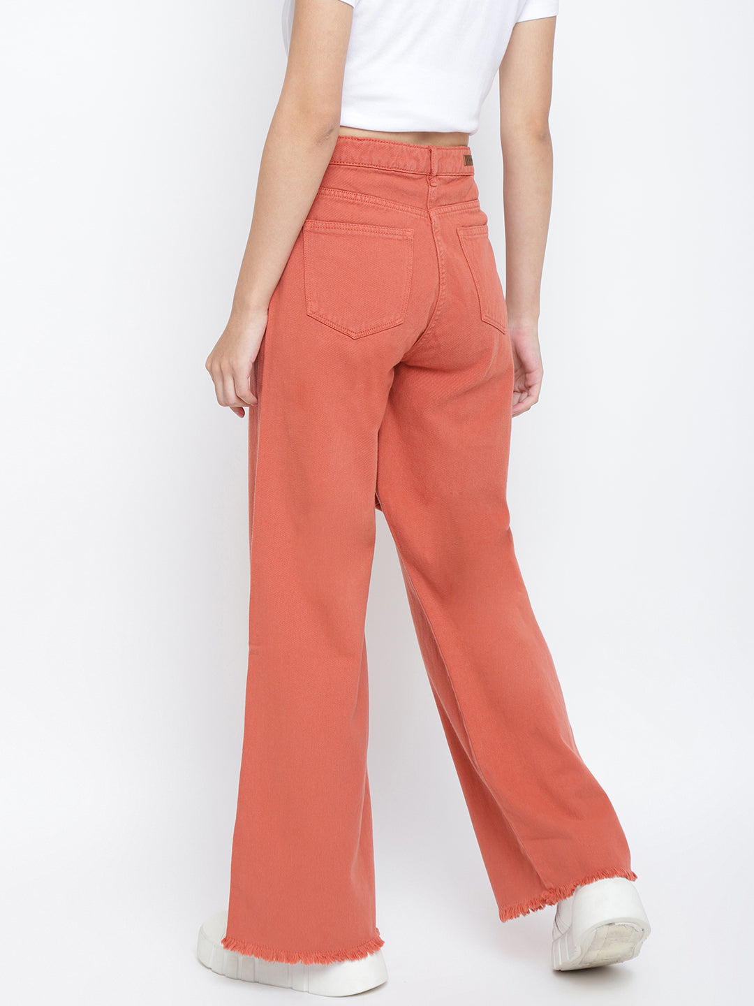 Womens Rust Flared Solid Cargo Trouser