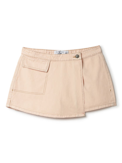 Womens Peach Cotton Washed Skorts
