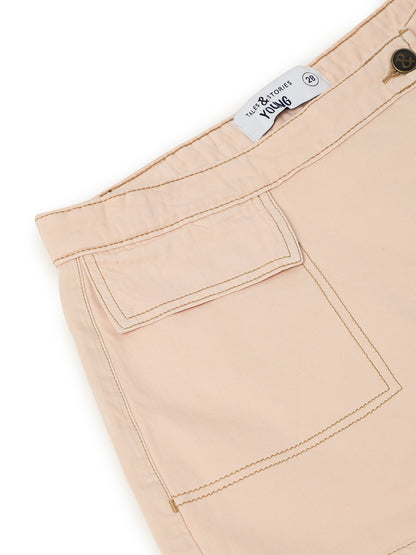Womens Peach Cotton Washed Skorts