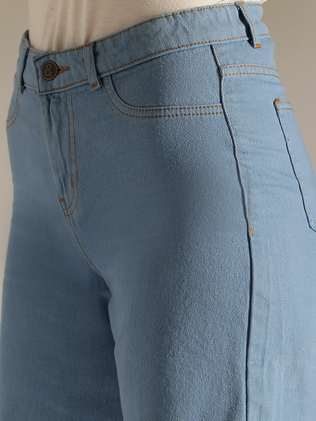 Women's Blue Denim Cotton Washed Mid-Thigh Shorts