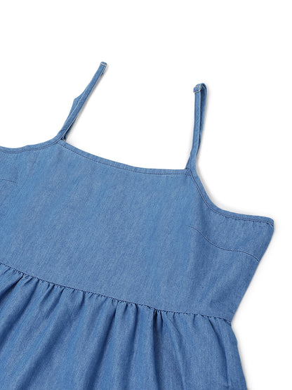 Women's Blue Denim Maxi Dress