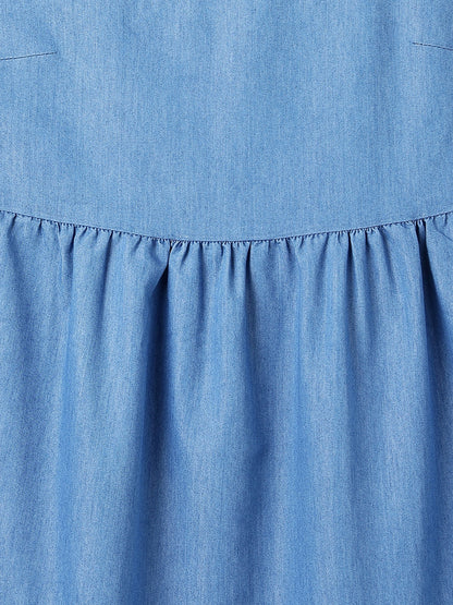 Women's Blue Denim Maxi Dress