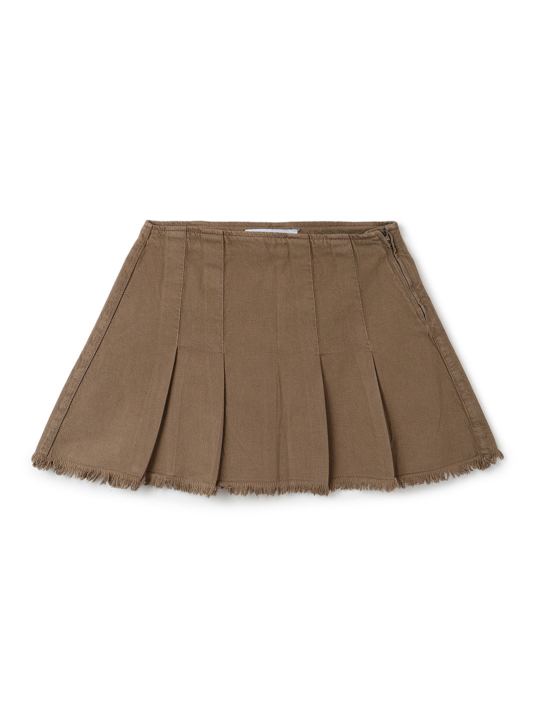 Womens Brown Cotton Thigh-Length Mini Skirt