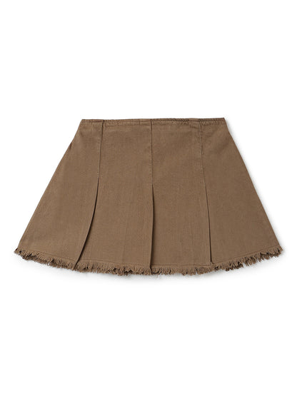 Womens Brown Cotton Thigh-Length Mini Skirt