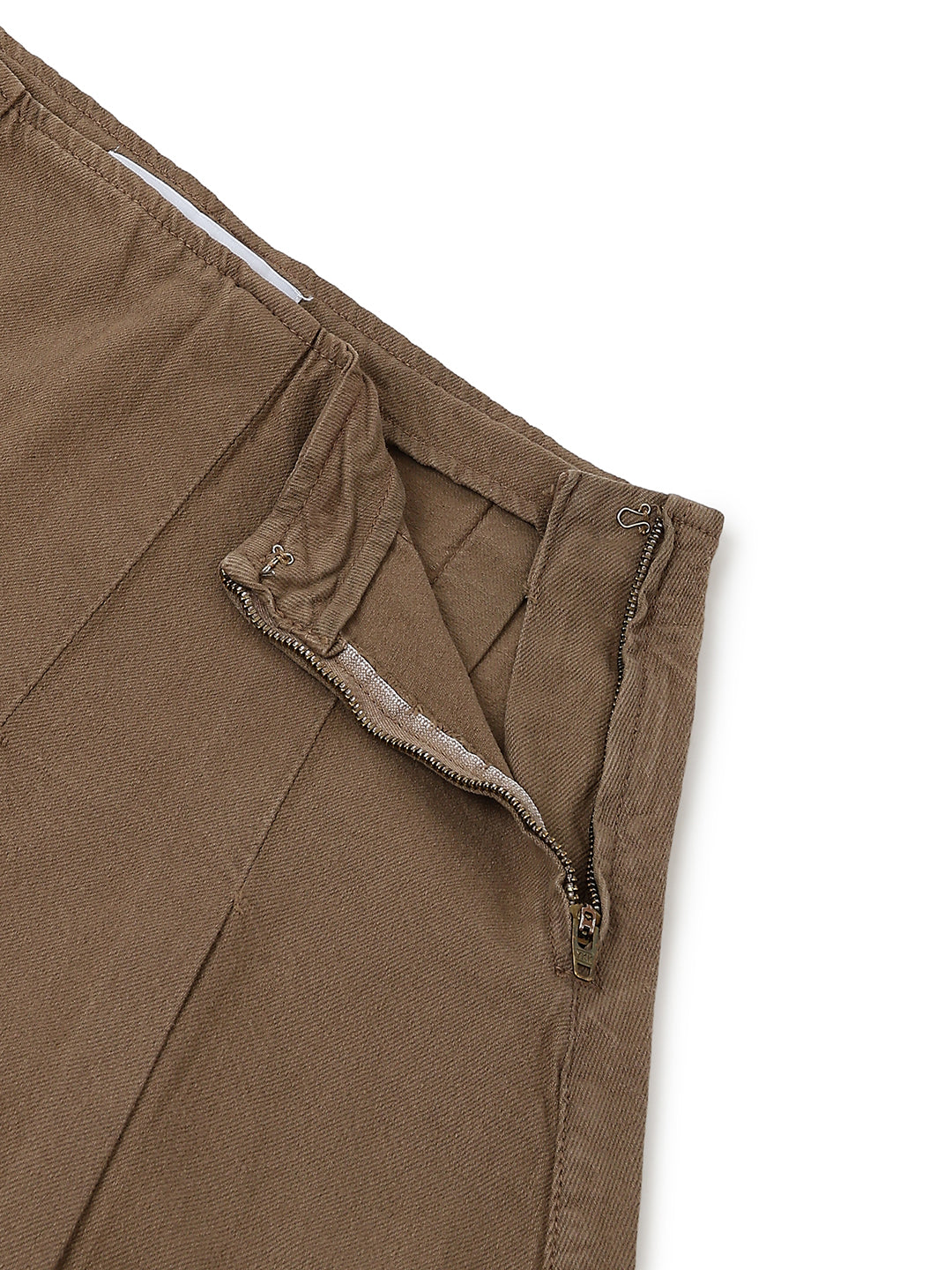 Womens Brown Cotton Thigh-Length Mini Skirt
