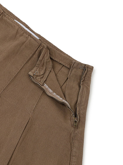 Womens Brown Cotton Thigh-Length Mini Skirt