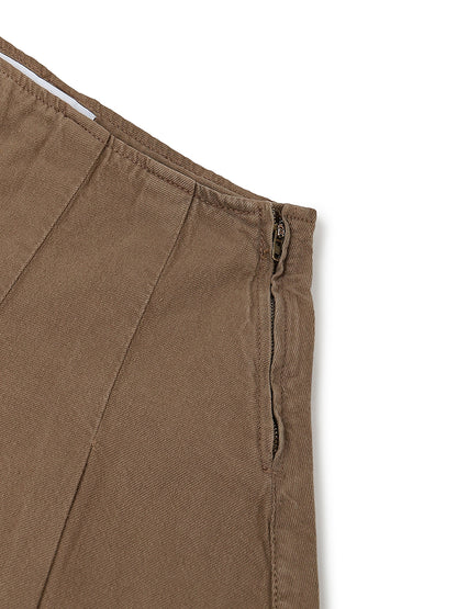 Womens Brown Cotton Thigh-Length Mini Skirt