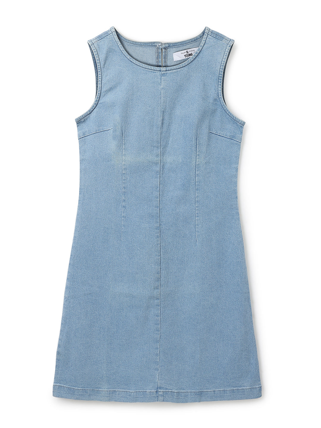 Womens Light Blue Denim Sleeveless Dress
