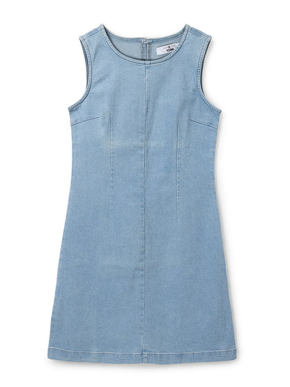 Womens Light Blue Denim Sleeveless Dress