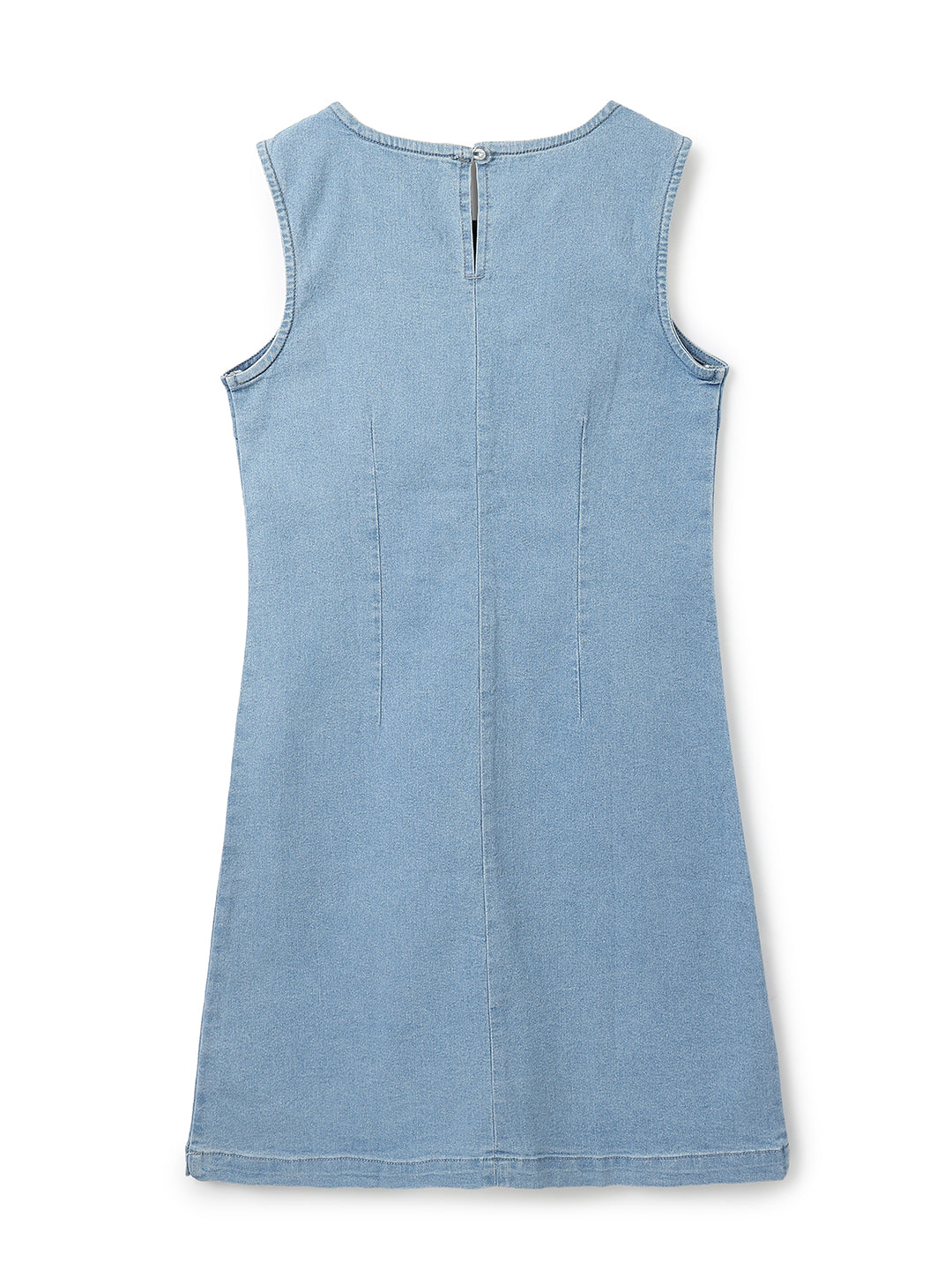 Womens Light Blue Denim Sleeveless Dress