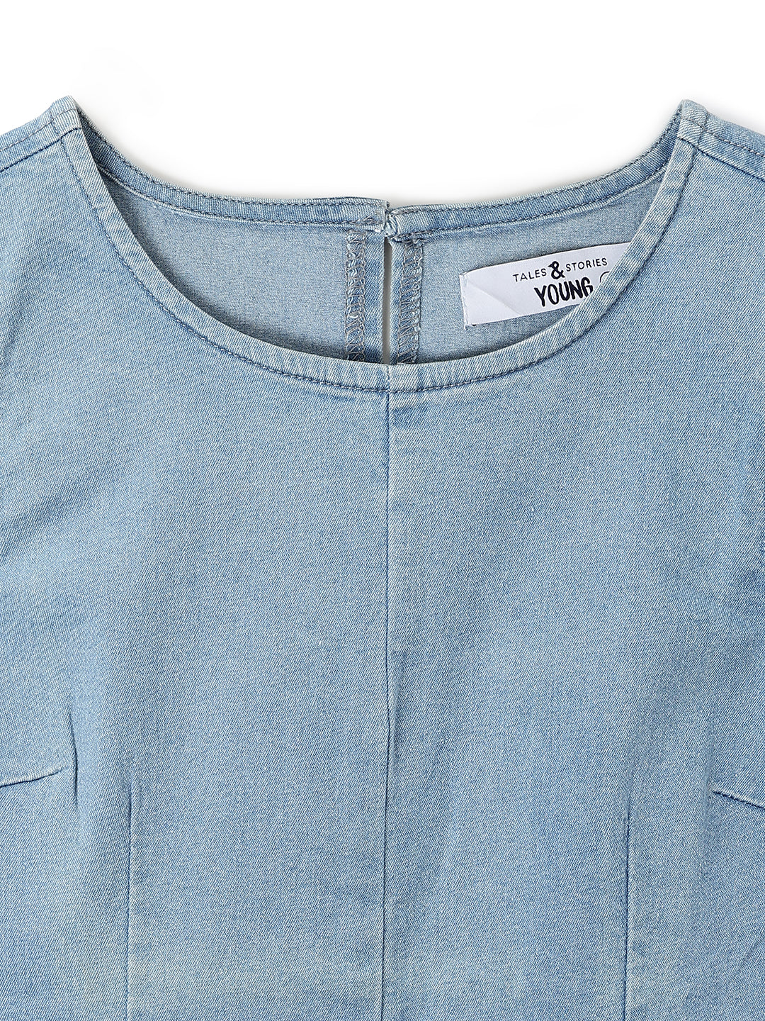Womens Light Blue Denim Sleeveless Dress