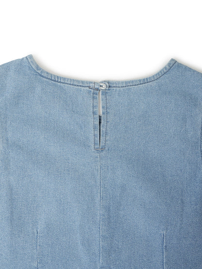 Womens Light Blue Denim Sleeveless Dress