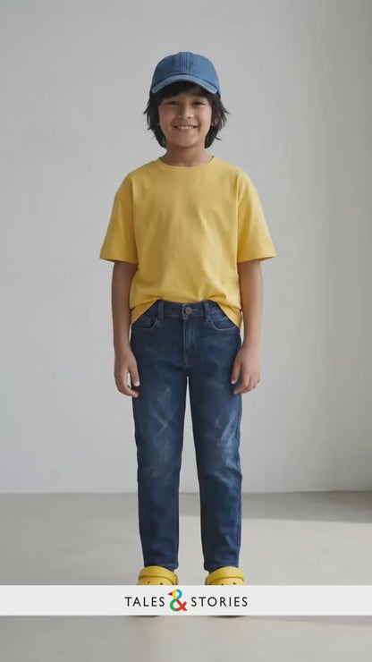 Boys Dark Blue Denim Slim Fit Jeans
