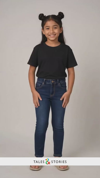 Girls Slim Fit Denim Blue Jeans