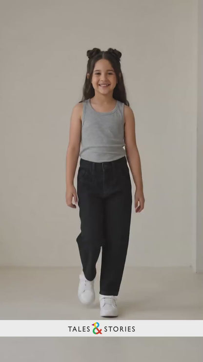 Girls Black Slouchy Fit Denim Jeans