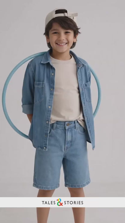 Boys Blue Denim Bermuda Shorts