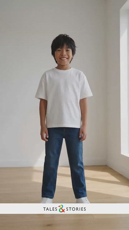 Boys Lycra Denim Washed Blue Straight Fit Jeans