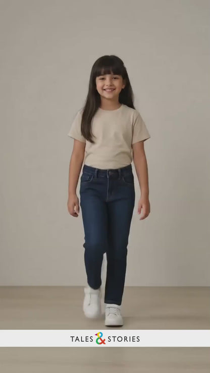 Girls Dark Blue Slim Fit Jeans