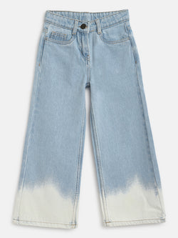 Girls Ice Blue Dip Dye Flared Jeans