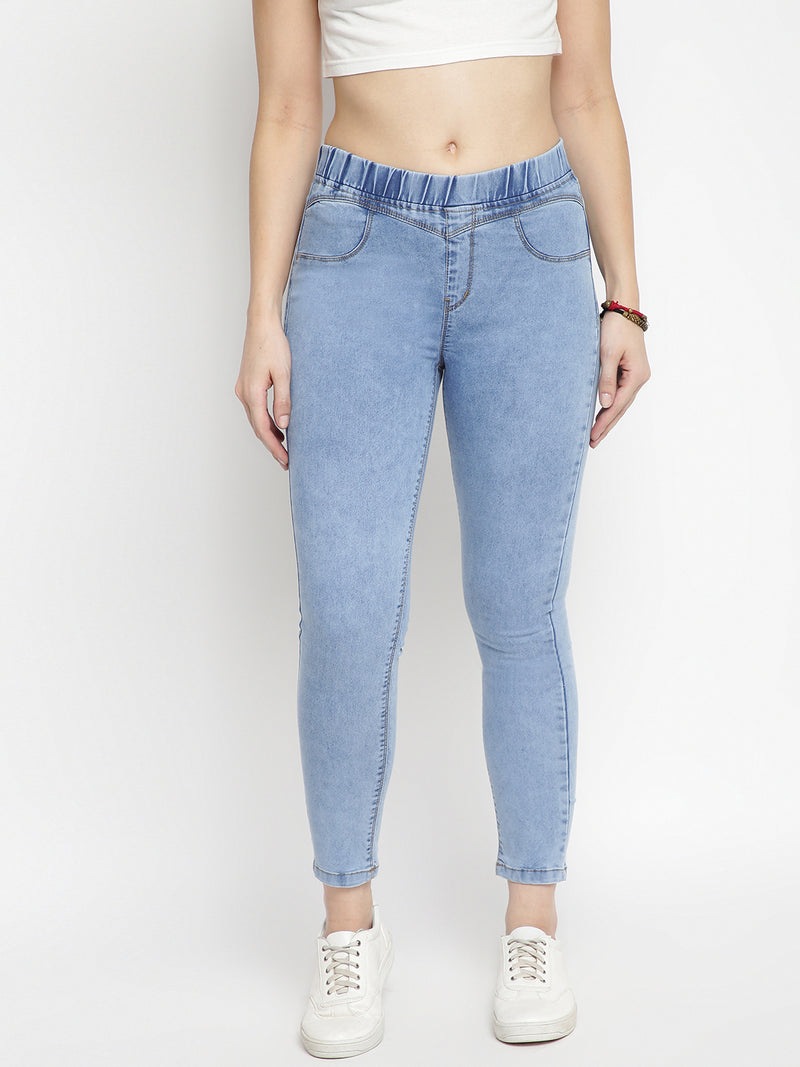 Women Light Blue Slim Fit Denim Jegging