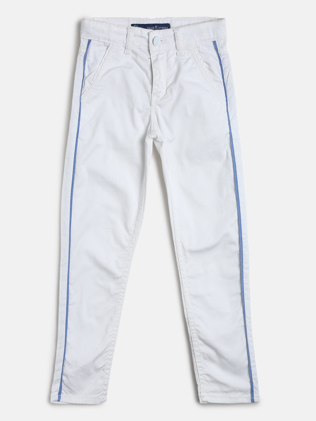 Boys Slim Fit White Cotton Trouser 