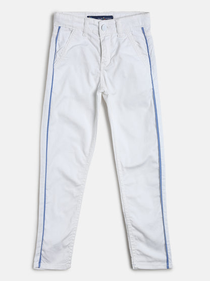 Boys Slim Fit White Cotton Trouser 