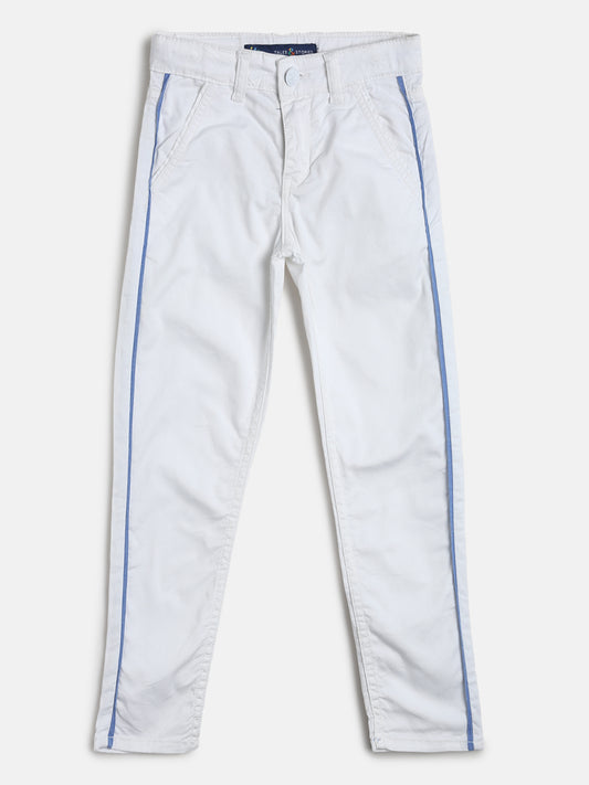 Boys Slim Fit White Cotton Trouser 