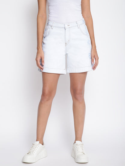 Women Light Blue Denim Shorts