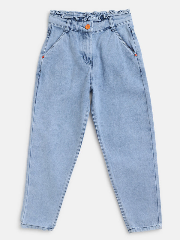 Girls Light Blue Denim Washed Jeans