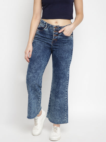 Women Flared Khaki Tint Denim Jeans