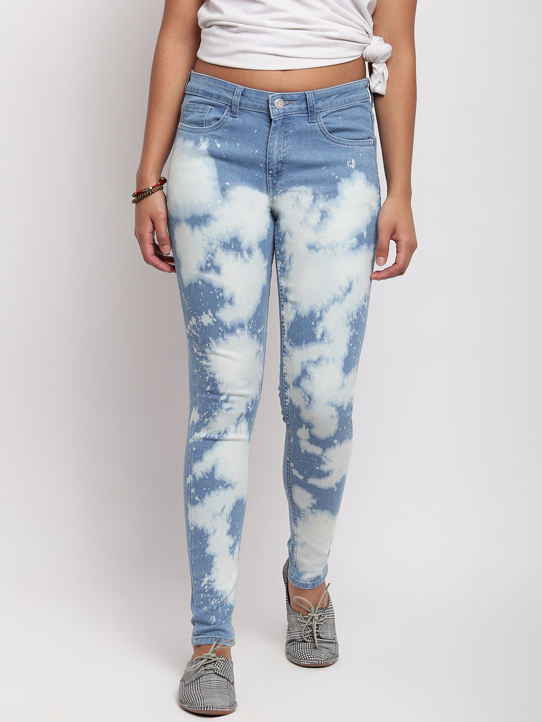 Women Mid Blue Mid Waist Slim Fit Denim Jeans