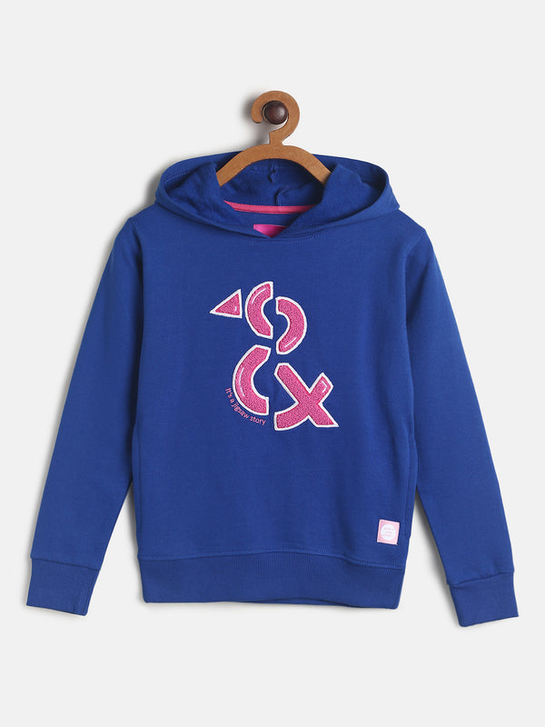 Girls Indigo Printed Sweatshirt