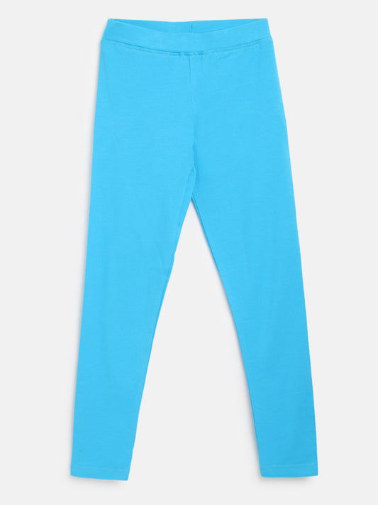 Girls Sky Blue Cotton Leggings