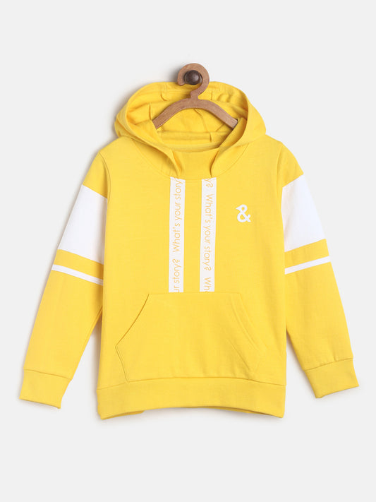 Boys Yellow & White Full Sleeve Sweatshirt 