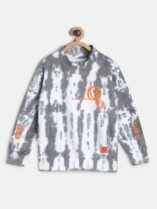 Boys Light Grey Printed Sweatshirt