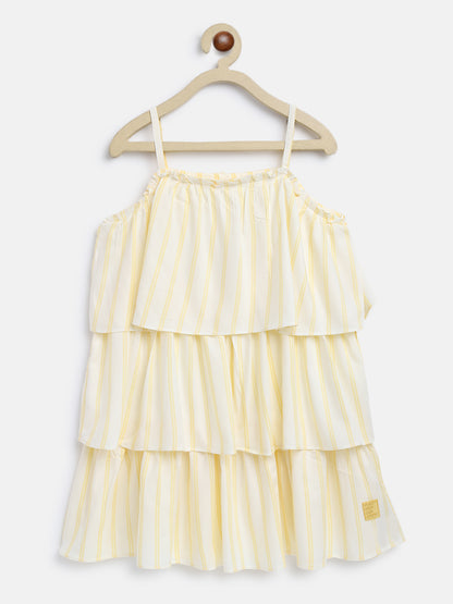 Girls Cream Layers Cotton Frock