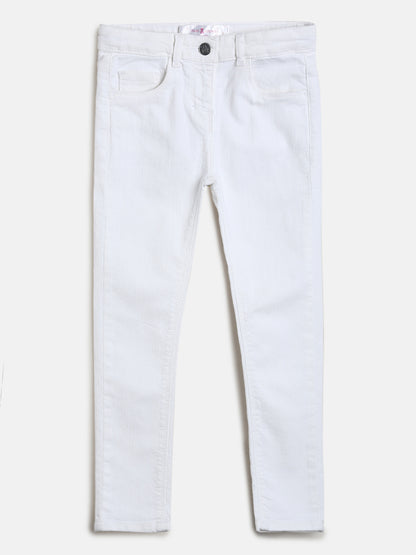 Girls White Slim Fit Trouser