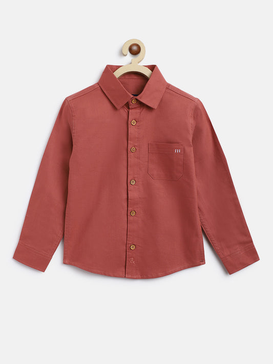 Boys Rust Cotton Shirt 