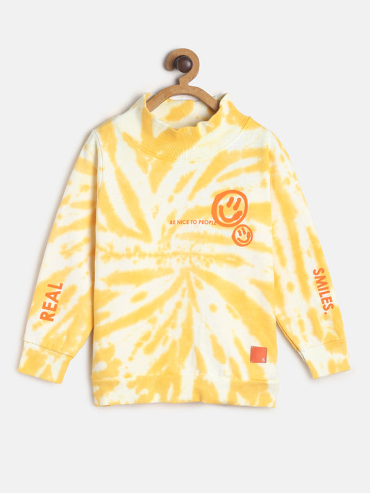 Boys Yellow Printed Sweatshirt