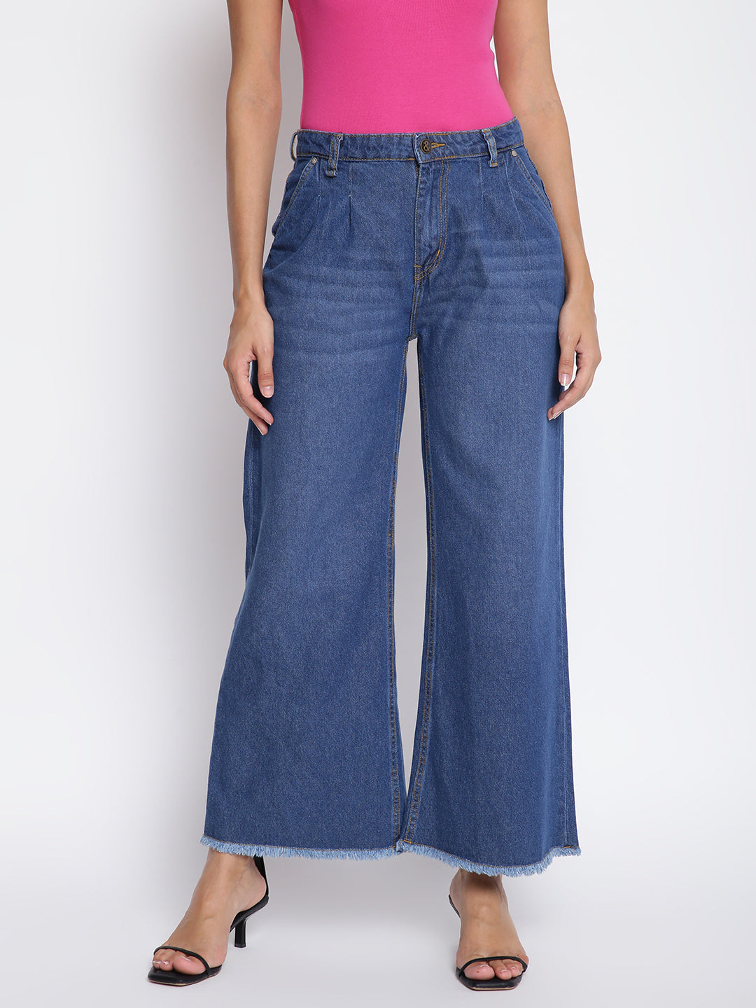 Women Mid Blue Flared Jeans